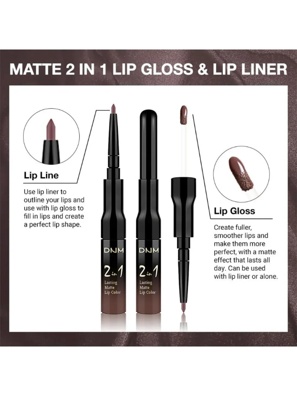 Women's 06#-Chocolate 1Pcs Smudge Proof Matte Lip Liner and Liquid Lipstick